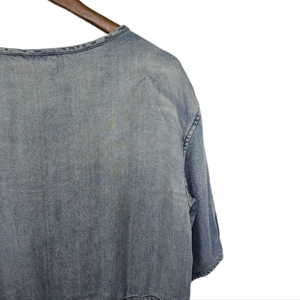 All Saints casual denim blue short sleeve v-neck shift dress size medium - Picture 7 of 12
